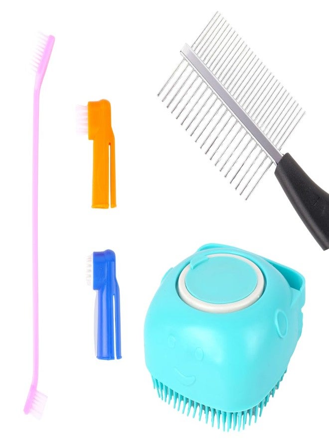 مجموعة العناية الاحترافية بالحيوانات الأليفة مع مشط معدني، وفرشاة سيليكون، وأمشاط بلاستيكية باللون الوردي والبرتقالي والأزرق للكلاب، وأدوات تنظيف وفك تشابك متعددة الأغراض (عبوة من 3 قطع) - Image 1